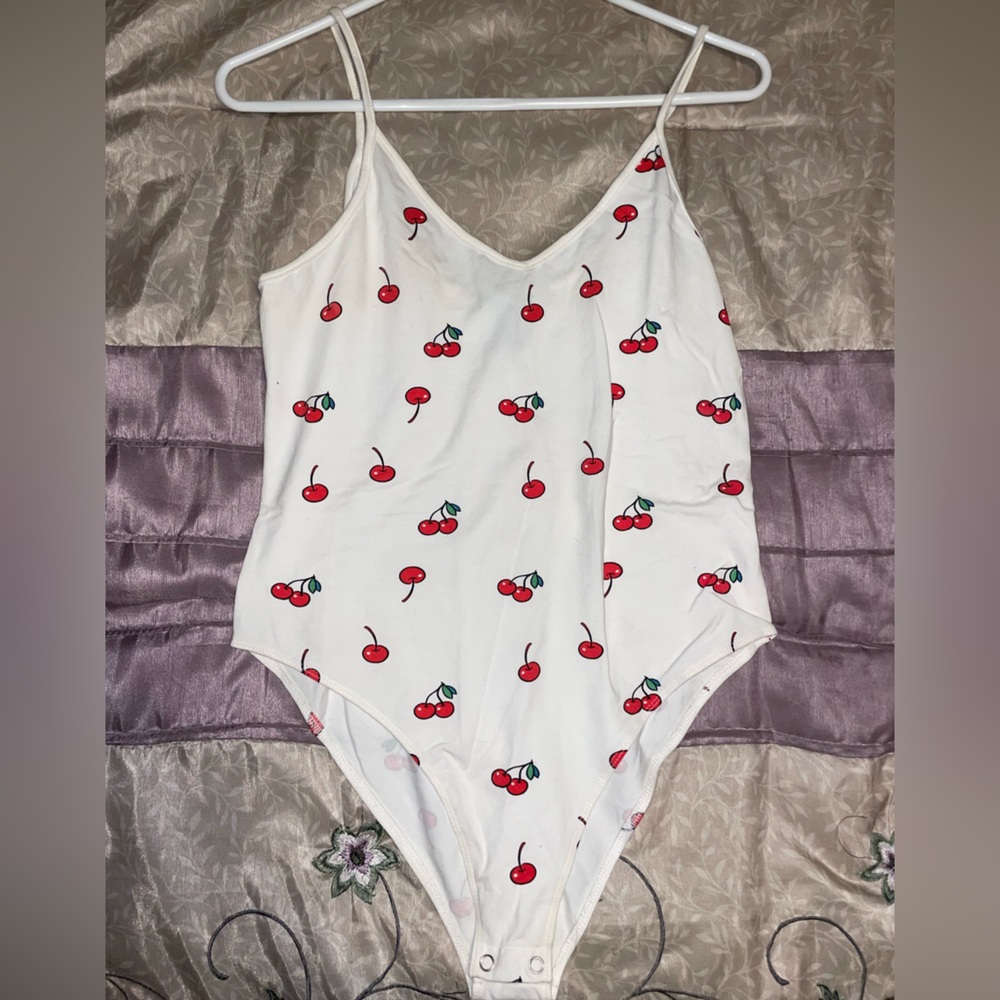 Forever 21 Cherry V-Neck Bodysuit